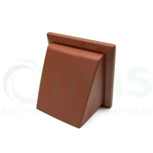 Cowled Wall Outlet c/w Backdraught Shutter – 150mm Ø Spigot – Terracotta