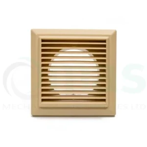 Plastic Louvred Grille – Cotswold Biege – 100mm Ø spigot