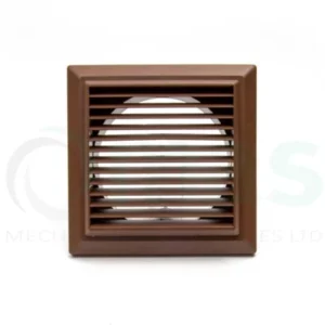 Plastic Louvred Grille – Brown – 150mm Ø spigot