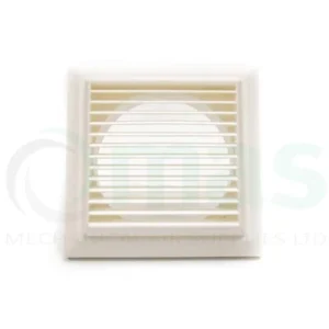 Plastic Louvred Grille – White – 100mm round spigot